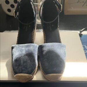 kate spade Navy Suede Espadrille Ankle-Strap Flats. Like new condition 🫶🏻